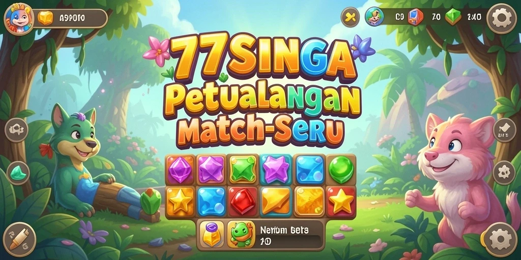 Screenshot gameplay 77SINGA menampilkan aksi mencocokkan yang seru dan penuh warna.