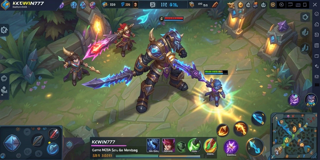 Screenshot gameplay KKWIN777 menampilkan pertempuran seru antara tim pemain.