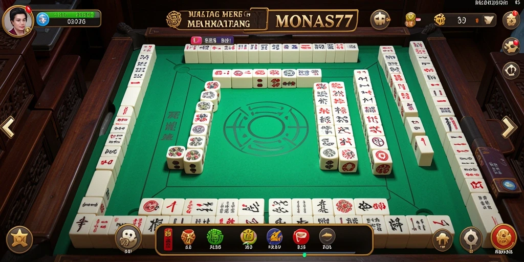 Screenshot MONAS77 menampilkan gameplay Mahjong yang seru dan menantang.