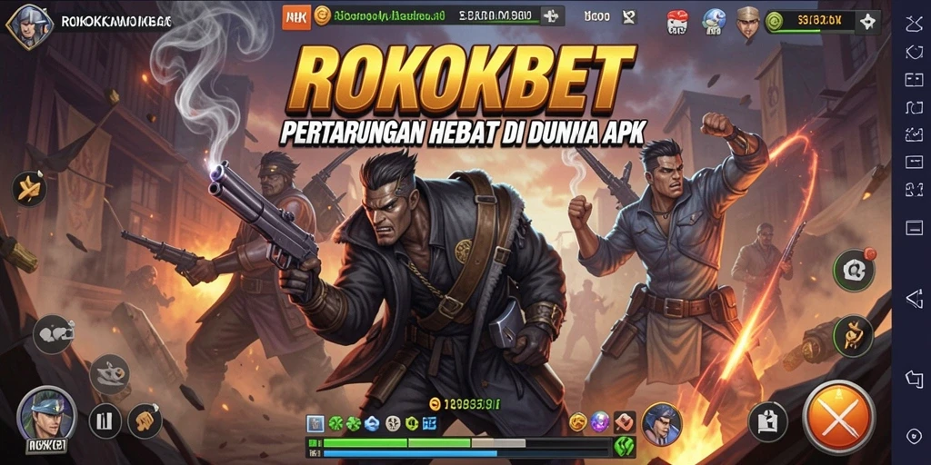 Tampilan gameplay menegangkan dari ROKOKBET dengan aksi bertarung yang mendebarkan.