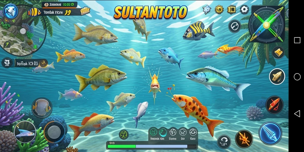 Gameplay SULTANTOTO menampilkan aksi menembak ikan yang mendebarkan.