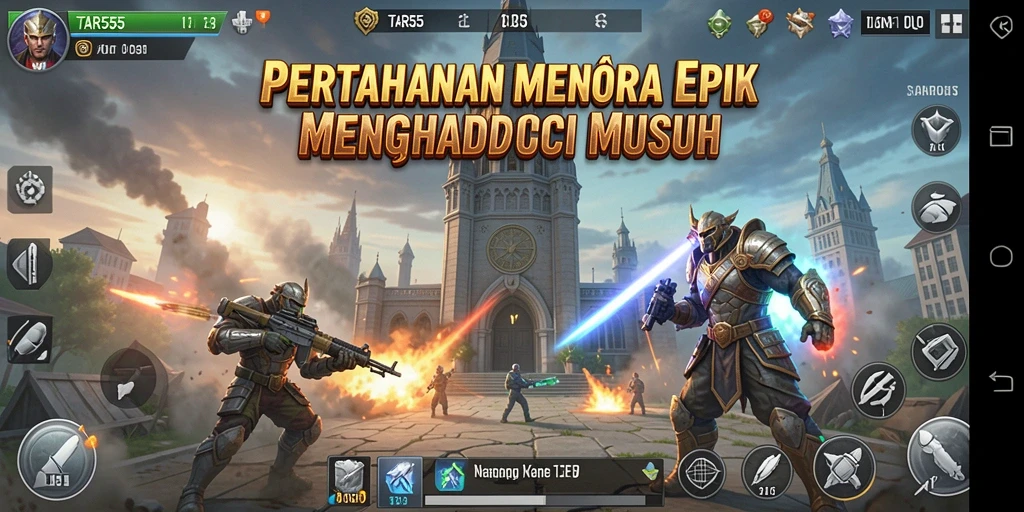 Screenshot menampilkan aksi seru dalam game Tower Defense TAR555.