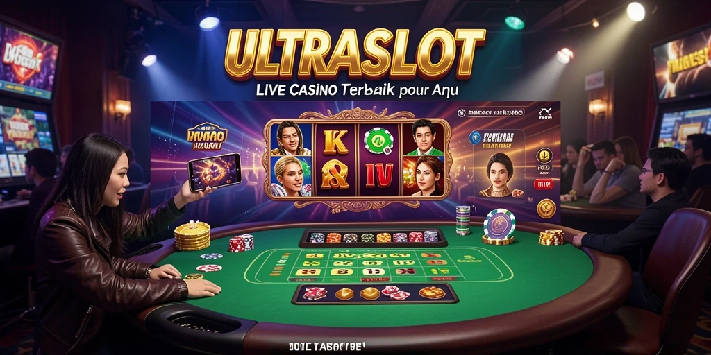 Tampilan screenshot ULTRASLOT menampilkan dealer live dalam permainan kasino yang mendebarkan.